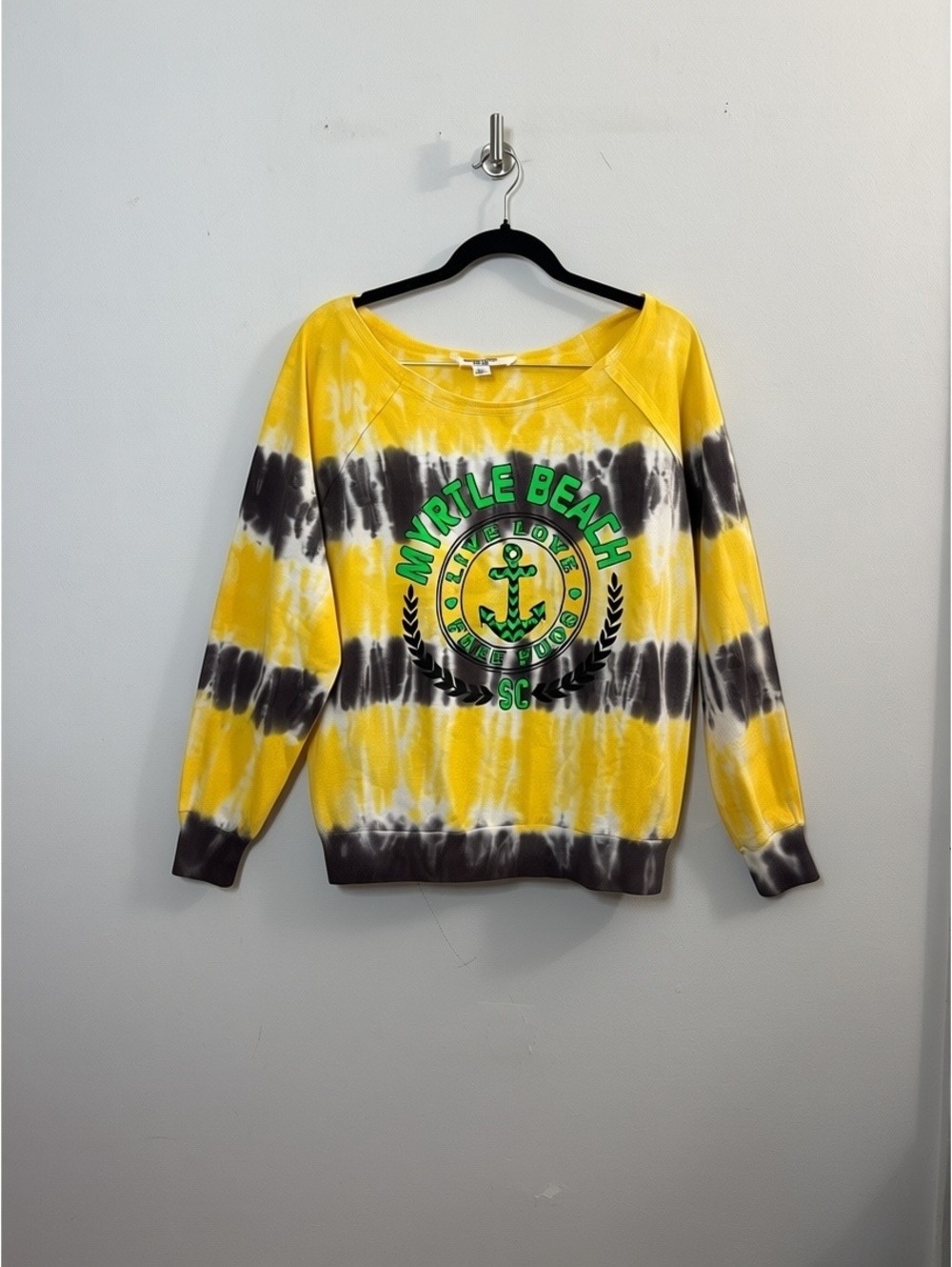 American Vintage Myrtle Beach Tie Dye Sweatshirt Women L Yellow Gray